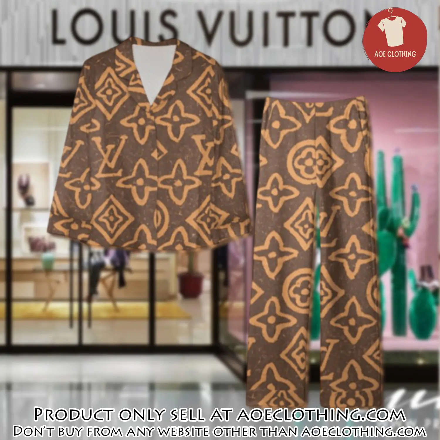 Trending luxury lv satin pajama set pjs1103 aoe2553513